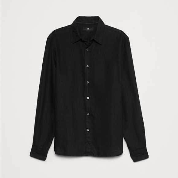 Banana Republic | Standard-Fit Black 100% Linen Shirt, Size L - Picture 9 of 9